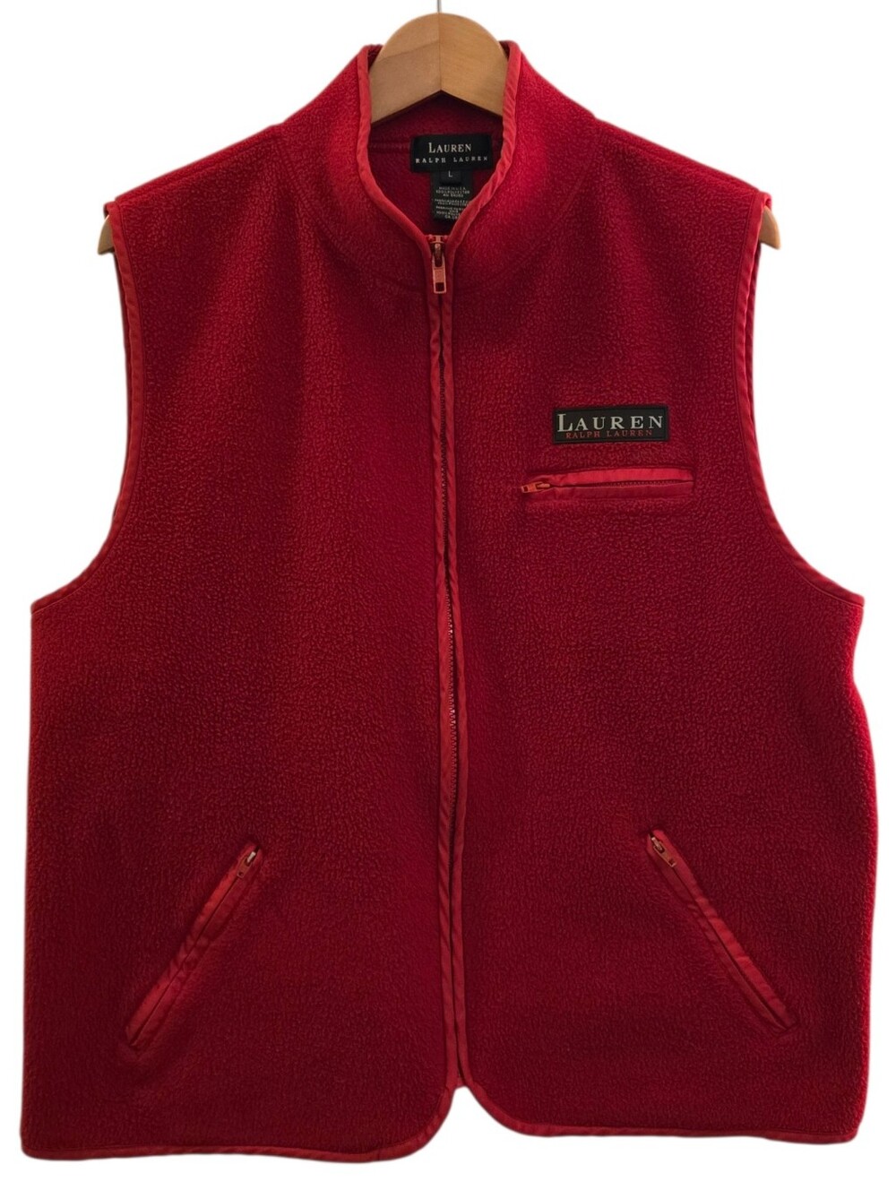 Vintage Ralph Lauren Red Fleece Zip-Front Men's Vest